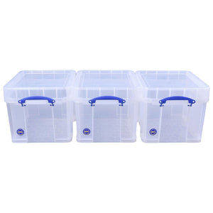 Really Useful Box 35 Liters Transparent Storage Container with Snap Lid, 6 Pack