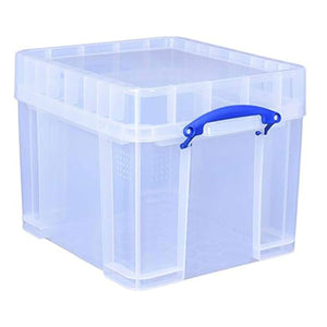 Really Useful Box 35 Liters Transparent Storage Container with Snap Lid, 6 Pack