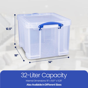 Really Useful Box 32 Liter Storage Container w/Snap Lock Handles, 6 Pack, Clear - TRAPSKI