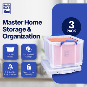 Really Useful Box 32 Liter Storage Container w/Snap Lock Handles, 6 Pack, Clear - TRAPSKI