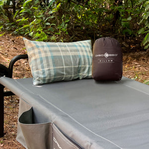 Disc-O-Bed Lightweight Travel Pillow, Packable with Washable Cover, Ocean Plaid