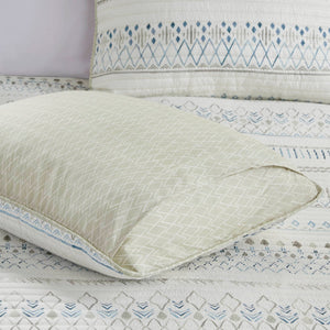 3 Piece Seersucker Quilt Set Taupe Blue King Cal King
