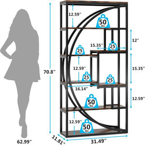 5 Tier Etagere Bookshelf With 8 Open Shelves Organizer For Living Room