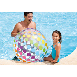 Intex Jumbo Inflatable Colorful Transparent PVC Giant Beach Ball, Color Varies - TRAPSKI