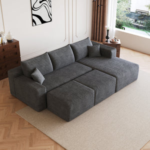 95" Cloud Sectional Sofa with 2 Ottomans