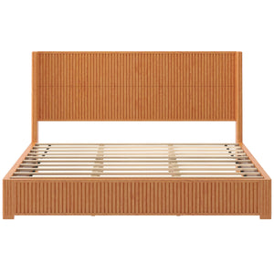 Solid Wood Platform Bed Frame with Headboard, King Size
