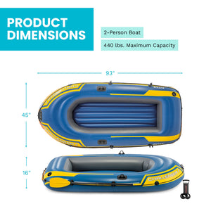 Intex Challenger 2 Inflatable 2 Person Floating Boat Raft Set w/ Oars & Air Pump