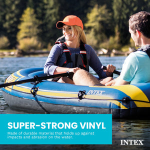 Intex Challenger 2 Inflatable 2 Person Floating Boat Raft Set w/ Oars & Air Pump