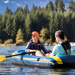 Intex Challenger 2 Inflatable 2 Person Floating Boat Raft Set w/ Oars & Air Pump