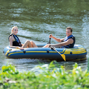 Intex Challenger 2 Inflatable 2 Person Floating Boat Raft Set w/ Oars & Air Pump