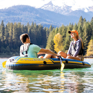Intex Challenger 2 Inflatable 2 Person Floating Boat Raft Set w/ Oars & Air Pump
