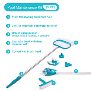 Intex 2800 GPH Above Ground Pool Sand Filter Pump w/ Deluxe Pool Maintenance Kit