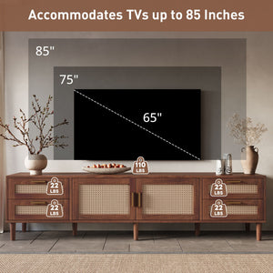 TV Stand, Media Console With 4 Drawers, Soft Closing Hinges - Dark Brown