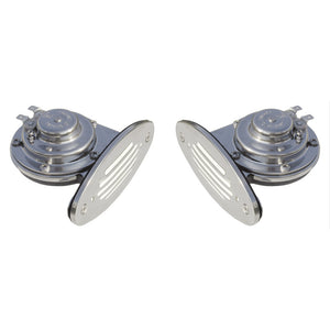 Schmitt Marine Mini Stainless Steel Dual Drop-In Horn w/Stainless Steel Grills High  Low Pitch