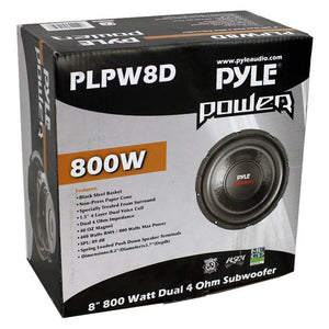 Pyle 8 Inch 1600W DVC 4 Ohm Car Audio Subwoofer Speaker Set, Black (2 Pack) - TRAPSKI