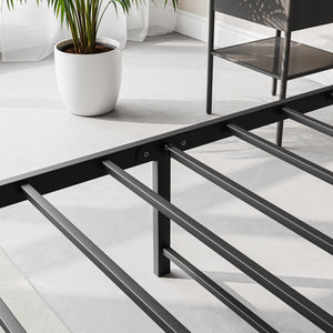 Full Size Bed Frame Storage Headboard with Charging Station