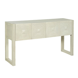 Geometric Carved Console Table with 3 Soft-Close Drawers