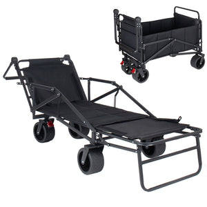 2-in-1 Multifunctional Folding Wagon Cart and Convertible Beach Chair