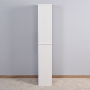 Wooden Bathroom Floor Storage Cabinet With 2 Doors And 6 Shelves - White