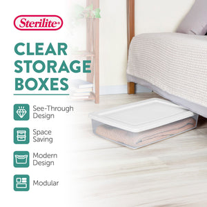 Sterilite 41 Quart Lightweight Under Bed Storage Box Container with Lid, 12 Pack