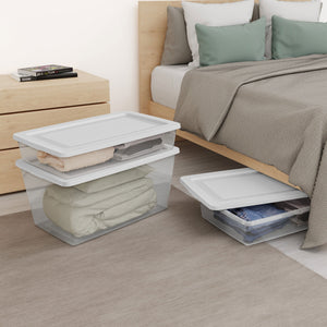Sterilite 41 Quart Lightweight Under Bed Storage Box Container with Lid, 12 Pack