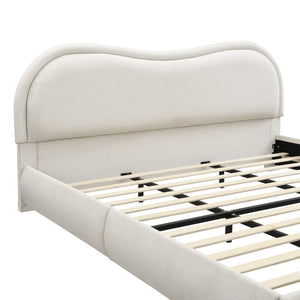 Upholstered Platform Bed Frame With Curved Headboard