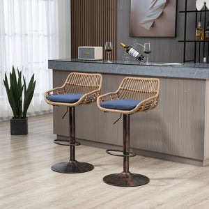 Modern Swivel Bar Stools Adjustable Counter Chairs With Footrest (Set of 2)