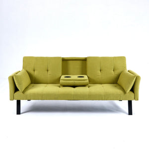 Sofa Bed With Foldable Design And Cup Holder - Green
