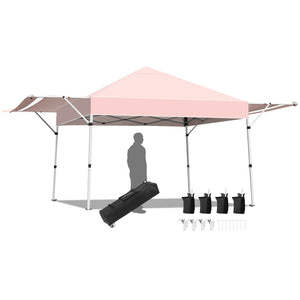 17 Feet x 10 Feet Foldable Pop Up Canopy with Adjustable Instant Sun Shelter
