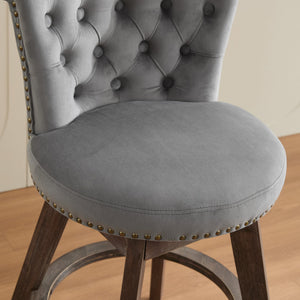 26" Counter Height Bar Stools Set of 2 with 360° Swivel and Velvet Upholstery