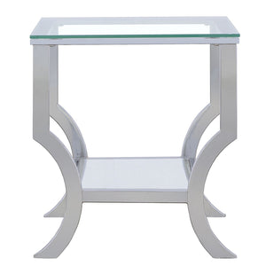 Porch & Den - Square Top End Table Elegance Glass - Chrome