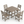 Antique Wood Color HDPE 5-Piece Outdoor Patio Dining Set with Square Table and 4 Armless Chairs, Umbrella Hole