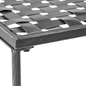 Luna Outdoor Iron Coffee Table - Black Brush Silver