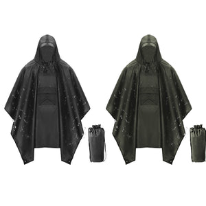 Unisex Hooded Rain Poncho With Pocket For Adult 3-in-1 Waterproof Poncho Raincoat With Hood Sleeve Brim Lightweight Portable Rain Poncho For Hiking Ca