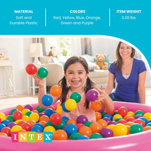 Intex 100-Pack Large Plastic Multi-Colored Fun Ballz For Ball Pits Bounce House