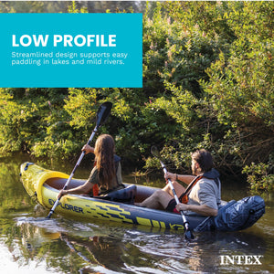Intex Explorer K2 2-Person Inflatable Kayak Set with Oars and Air Pump, Yellow