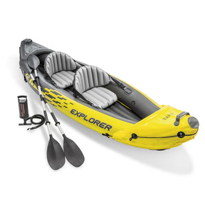 Intex Explorer K2 Yellow 2 Person Inflatable Kayak with Oars & Air Pump (2 Pack)