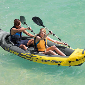Intex Explorer K2 Yellow 2 Person Inflatable Kayak with Oars & Air Pump (2 Pack)