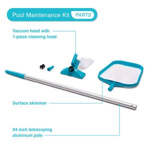 Round Above Ground Swimming Pool Set w/ Cleaning Maintenance Swimming Pool Kit