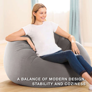 Intex Inflatable Beanless Bag Chair, Portable Blowup Lounge Seating, 6 Pack Gray