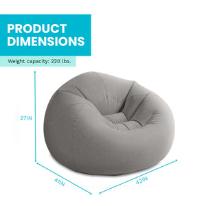 Intex 68579EP Inflatable 42 x 41 x 27 Inch Beanless Bag Lounge Chair, Gray
