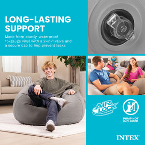 Intex 68579EP Inflatable 42 x 41 x 27 Inch Beanless Bag Lounge Chair, Gray