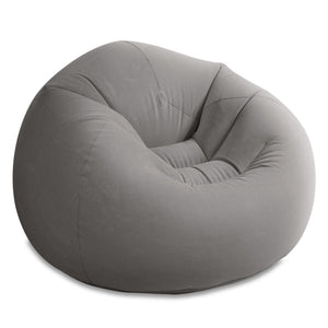 Intex Inflatable Contoured Corduroy Beanless Bag Lounge Chair, Gray (3 Pack)