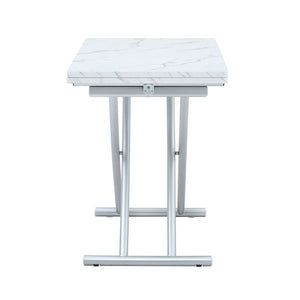 Modern Minimalist Multifunctional Lift Table With Metal Legs - White / Silver