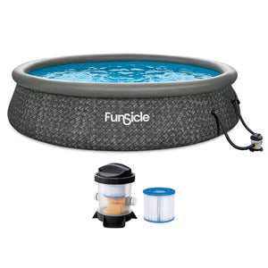 Funsicle 14' x 36" QuickSet Ring Top Above Ground Swimming Pool Dark Herringbone