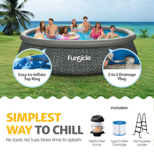 Funsicle 14' x 36" QuickSet Ring Top Above Ground Swimming Pool Dark Herringbone
