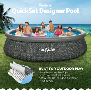 Funsicle 14' x 36" QuickSet Ring Top Above Ground Swimming Pool Dark Herringbone