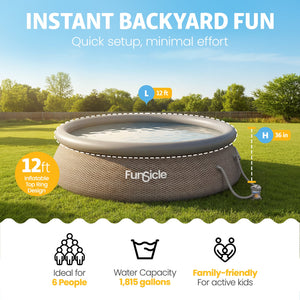 Funsicle 12' x 36" QuickSet Ring Top Above Ground Swimming Pool, Basketweave