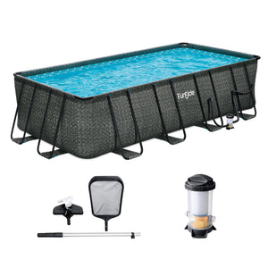 Funsicle 18 Ft Oasis Designer Lap Above Ground Pool w/ Pump, Dark Herringbone