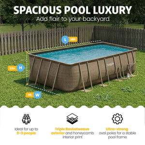 Funsicle 18 Ft Oasis Designer Lap Above Ground Pool w/ Pump, Triple Basketweave